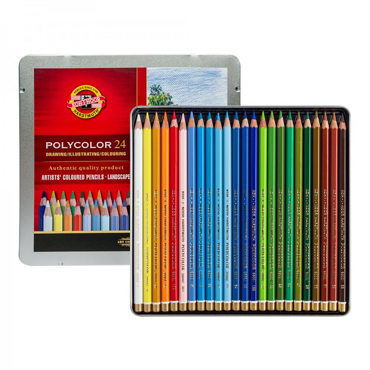Koh-I-Noor : Polycolor : Crayon de Couleurs Artiste Série 3824 : Lot de 24 : Paysage