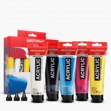 Royal Talens : Amsterdam Standard : Acrylic Paint : 120ml : Primary Set of 5 : Plus Nozzles