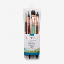 Princeton : Neptune : Synthetic Squirrel : Watercolour Brush : Series 4750 : Short Handle : Professional Set of 4