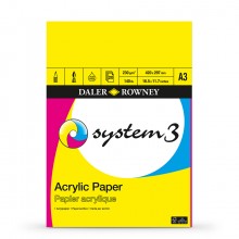Daler Rowney : System 3 :Papier Acrylique: 230gsm : 20 Feuilles : A3