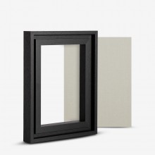 Jackson's : 18x24cm (Apx.7x9in) Handmade Board 696 Fine Grain Clear Primed Linen and Black Ready-Made Ayous Wood Frame Set