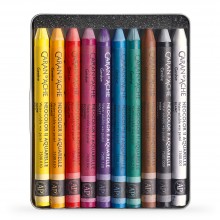 Caran d'Ache : Neocolor II : Crayon Aquarelle : 10 dans une Boite en Métal: