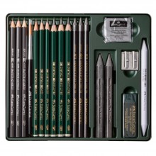 Faber Castell : Pitt Lot de Crayons Graphite : Boîte en Métal de 19