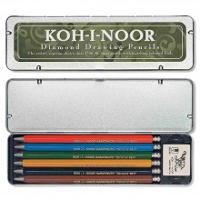 Koh-I-Noor : Diamond Drawing :  Portemine  Lot de 5 Crayons de Couleurs et Graphite avec Gomme