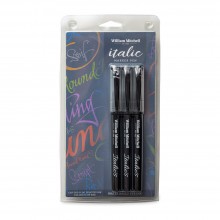 William Mitchell : Calligraphy : Italic Marker Pen : Black : Set of 3