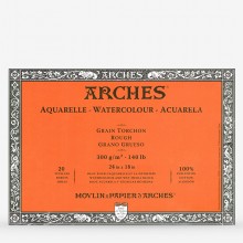 Arches : Aquarelle : Bloc : 60x45cm : 20 Feuilles : Encollé : Grain Torchon
