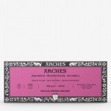 Arches : Aquarelle : Block : 140lb : 300gsm : 3.9x9.8in : 10x25cm : 20 Sheets : Glued : Hot Pressed
