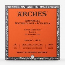 Arches : Aquarelle : Block : 140lb : 300gsm : 7.9x7.9in : 20x20cm : 20 Sheets : Glued : Rough