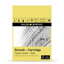 Daler Rowney : Surface Lisse : Cartridge Pad: 130g : 30 Feuilles :Sans Acide: A5