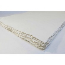 Khadi :Papier Tissu Blanc : Paysage: 320gsm: Grain Torchon : 35x70cm : 10 Feuilles