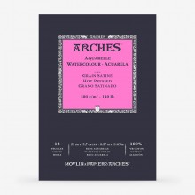Arches : Aquarelle : Gummed Watercolour Pad : A4 : 12 Sheets : Hot Pressed