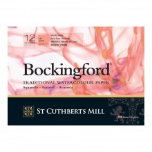 Bockingford : Bloc Encollé : 12x18cm : 300gsm : 12 Feuilles : Grain Satiné