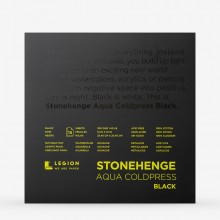 Stonehenge : Aqua Black Watercolour Paper Pad : 140lb (300gsm) : 10x10in (Apx.25x25cm) : Cold Pressed : Not