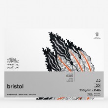 Winsor & Newton : Bristol Board Pad : 250gsm : 20 Sheets : Extra Smooth : Bright White : A2