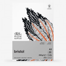 Winsor & Newton : Bristol Board Pad : 250gsm : 20 Sheets : Extra Smooth : Bright White : A3