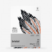 Winsor & Newton : Bristol Board Pad : 250gsm : 20 Sheets : Extra Smooth : Bright White : A4