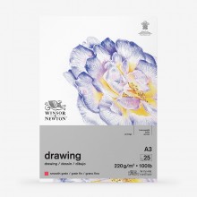 Winsor & Newton : Heavy Weight Drawing : Cartridge Gummed Pad : 220gsm : Smooth : 25 Sheets : A3
