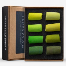 Unison Colour : Soft Pastel : Set of 8 Half Sticks : Green