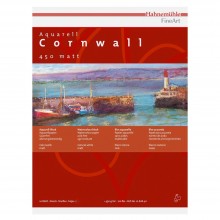 Hahnemuhle :Cornwall : Papier Aquarelle : 450gsm : 50x65cm : 10 Feuilles : Grain Torchon