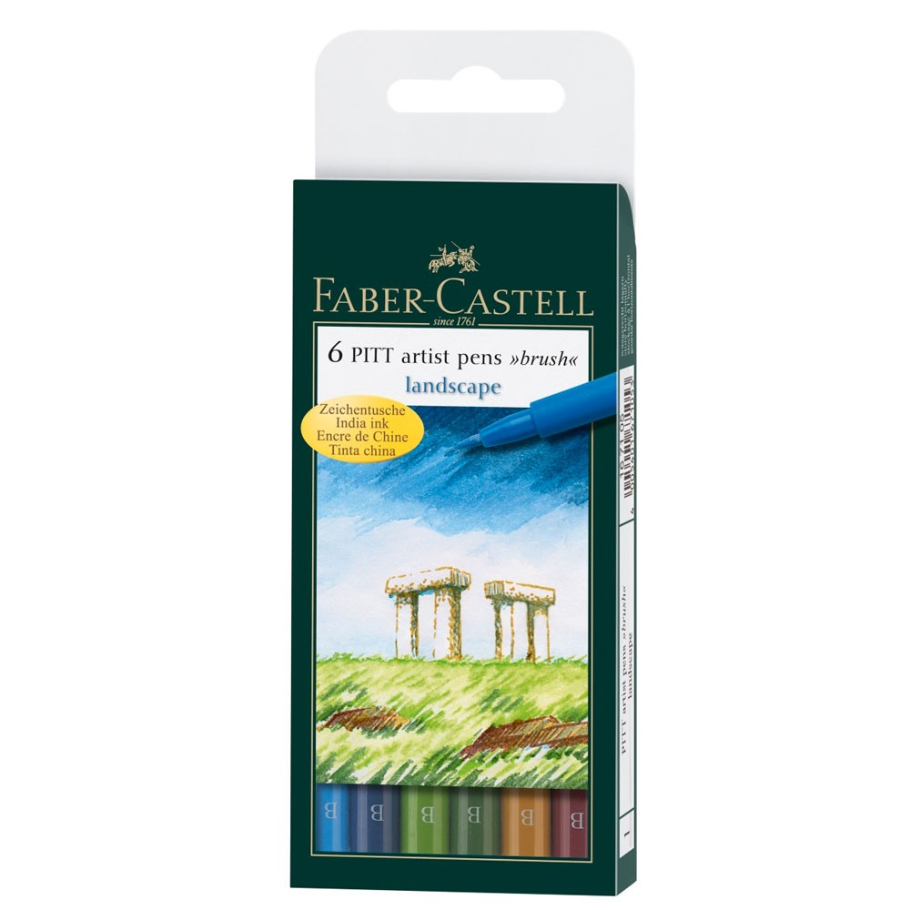Faber Castell: Pitt artistas cepillo Pen Set de 6: paisaje