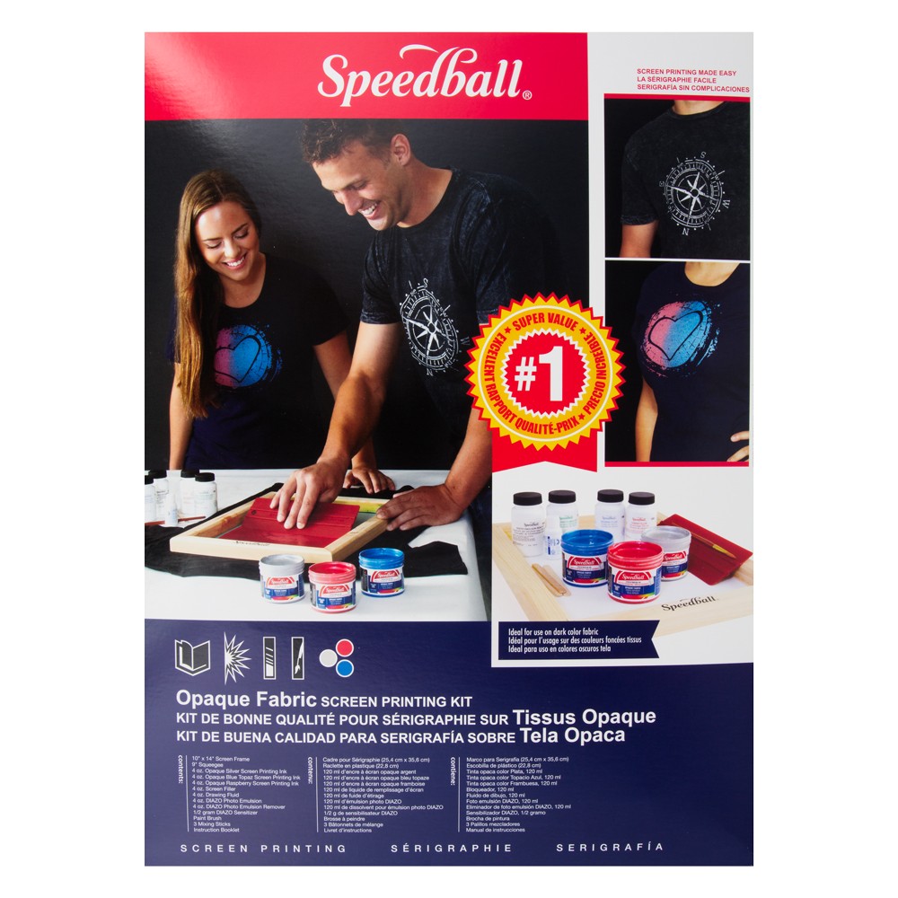 Speedball : Screen Printing Set OPAQUE for use on dark colours (set 4)