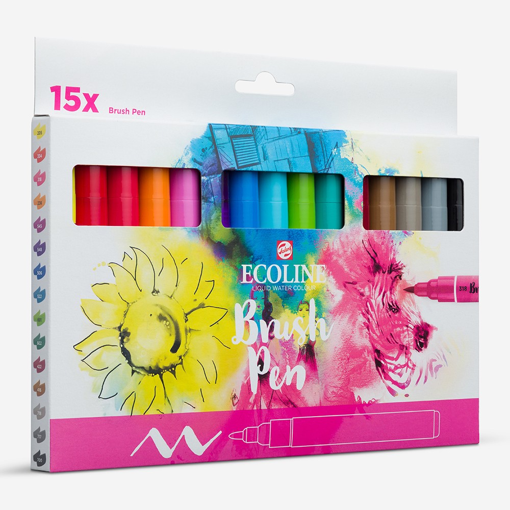 Royal Talens : Ecoline : Watercolour Brush Pen : Set of 15