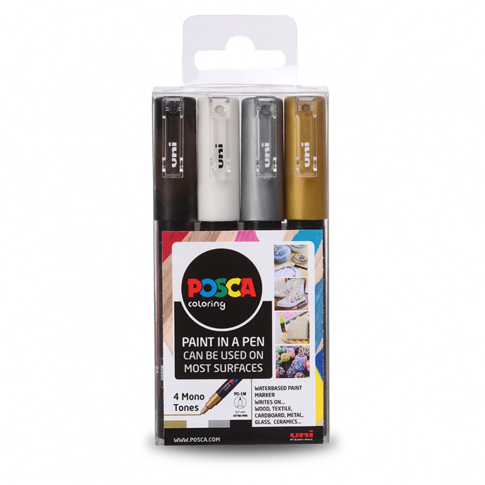 1mm Bullet Tip Uni Posca PC1M Gold Extra Fine Paint Marker Pens Pack of 3 