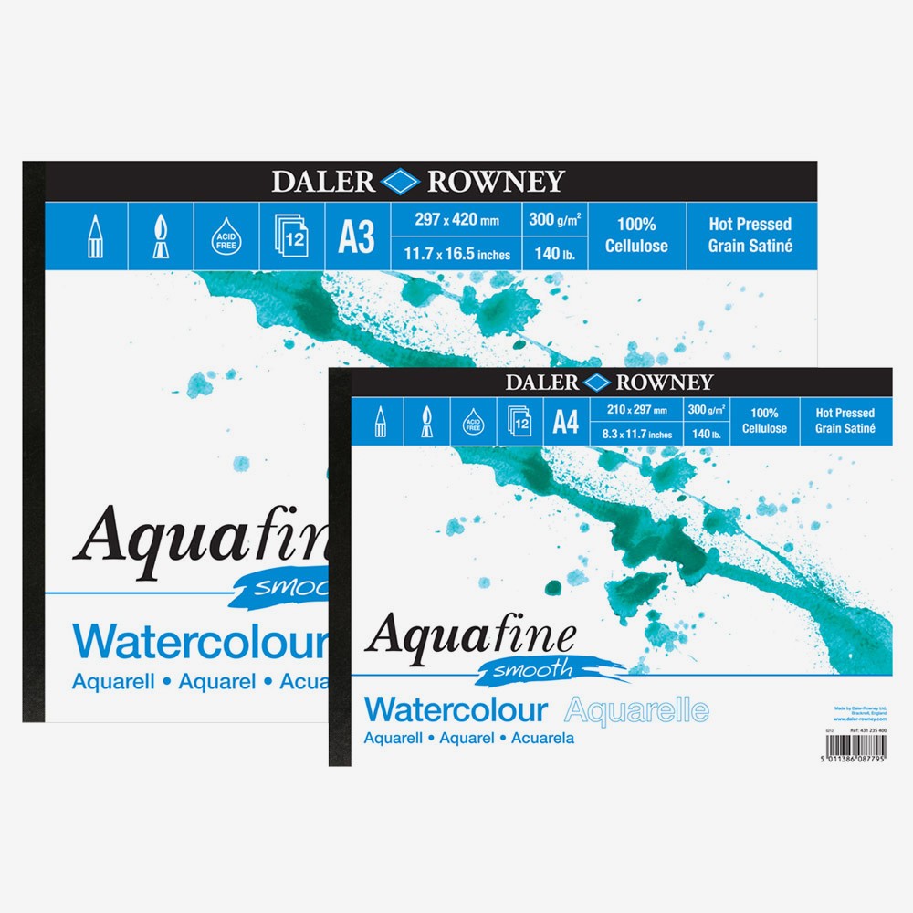 Daler Rowney : Aquafine Watercolour Paper : Gummed Pads : Smooth