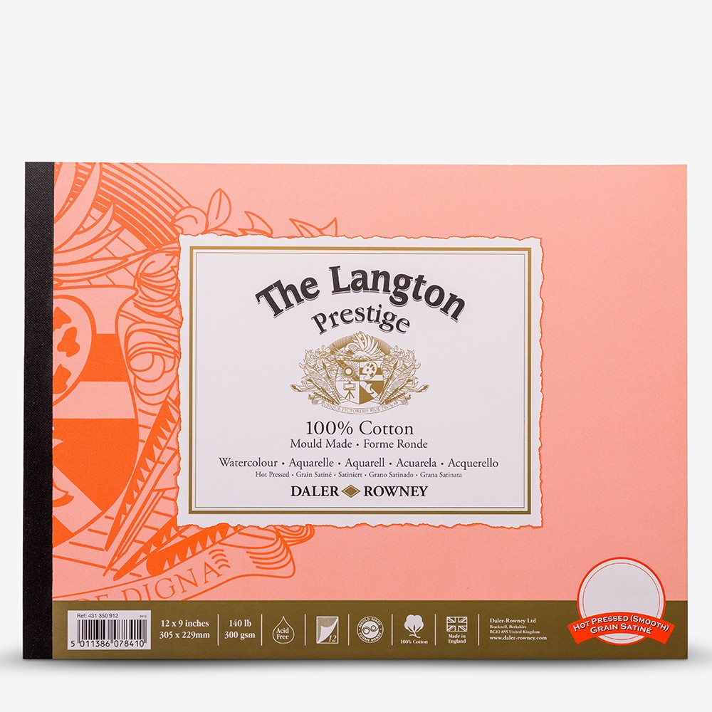 Daler Rowney : Langton : Prestige : Watercolour Paper : Glued : 9x12in (Apx.23x30cm) : HP