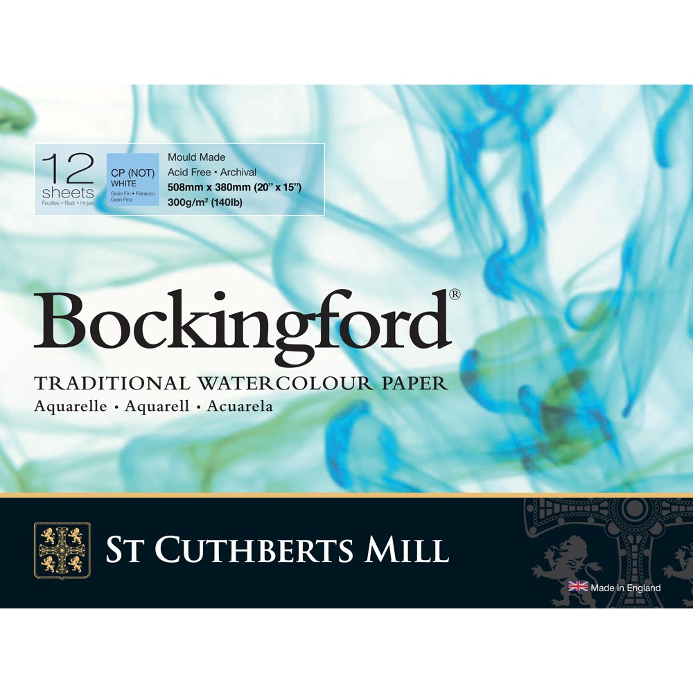 Bockingford : Glued Pad : 15x20in (Apx.38x51cm) : 300gsm : 12 Sheets : Not