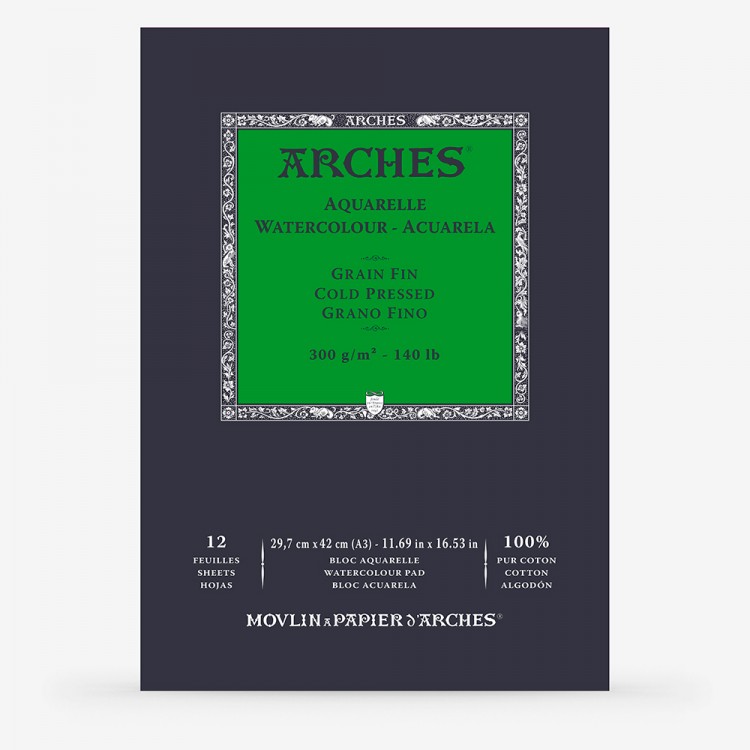 Arches : Aquarelle : Gummed Watercolour Pad : A3 : 12 sheets : 140lb : 300gsm  Not