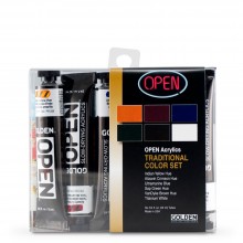 Golden : Open : Slow Drying Acrylic Paint : 22ml : Traditional Intro Set of 6