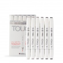 ShinHan : Touch Twin 6 Brush Marker Pen Set : Warm Grey Tones A