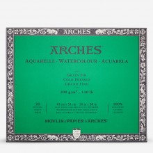 Arches : Aquarelle : Block : 16x20in : 41x51cm : 20 sheets : 140lb : 300gsm  Glued : Not