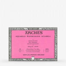 Arches Aquarelle bloque: 10 x 7 en prensa caliente - 20s - encolados 4 lados