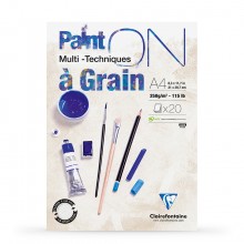Clairefontaine : PaintOn Grained : Gummed Pad : 250gsm : 20 Sheets : A4