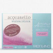 Fabriano : Artistico : Block : 140lb : 300gsm : 10x14in : 26x36cm : 20 Sheets : Traditional : Hot Pressed