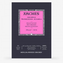 Arches : Aquarelle : Gummed Watercolour Pad : A3 : 12 sheets : 140lb : 300gsm  Hot Pressed
