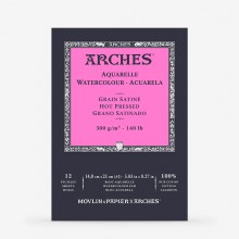Arches : Aquarelle : Gummed Watercolour Pad : A5 : 12 sheets : 140lb : 300gsm  Hot Pressed