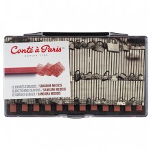 Conte Carre Crayon Set: duro al horno pasteles cuadrados: caja de 12 Sanguine Medicis