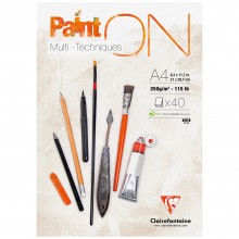 Clairefontaine : PaintOn White : Gummed Pad : 250gsm : 40 Sheets : A4