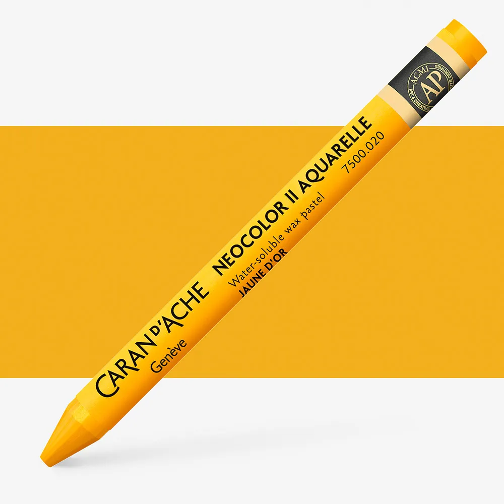Caran D'Ache : Neocolor II : Watercolor Crayon : Golden Yellow