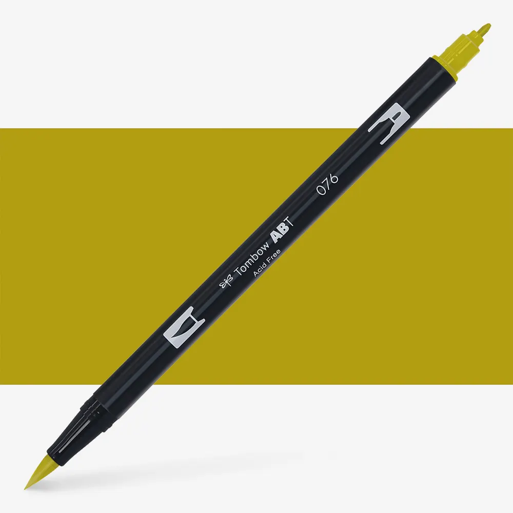 Tombow : Dual Tip Blendable Brush Pen : Green Ochre