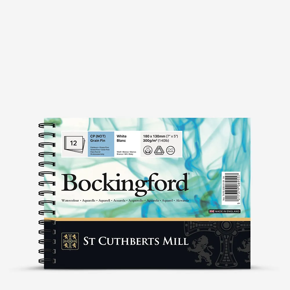 Bockingford : Spiral Pad : 5x7in (Apx.13x18cm) : 300gsm : 12 Sheets : Cold Pressed : Not