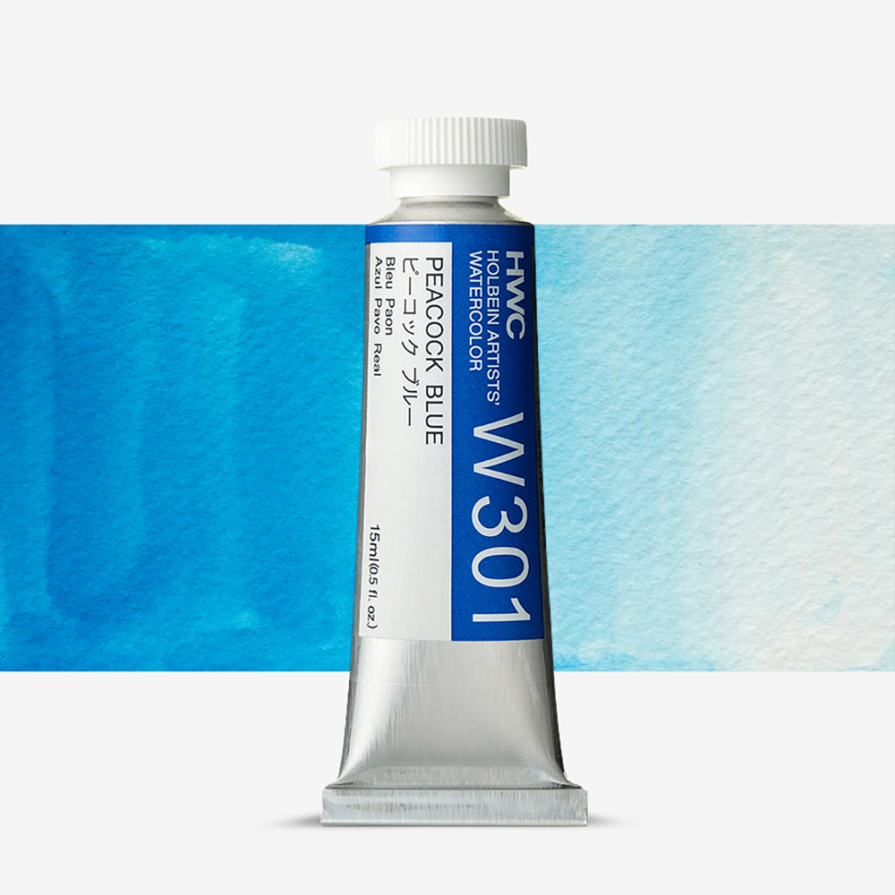 Holbein : Watercolor Paint : 15ml : Tube Peacock Blue