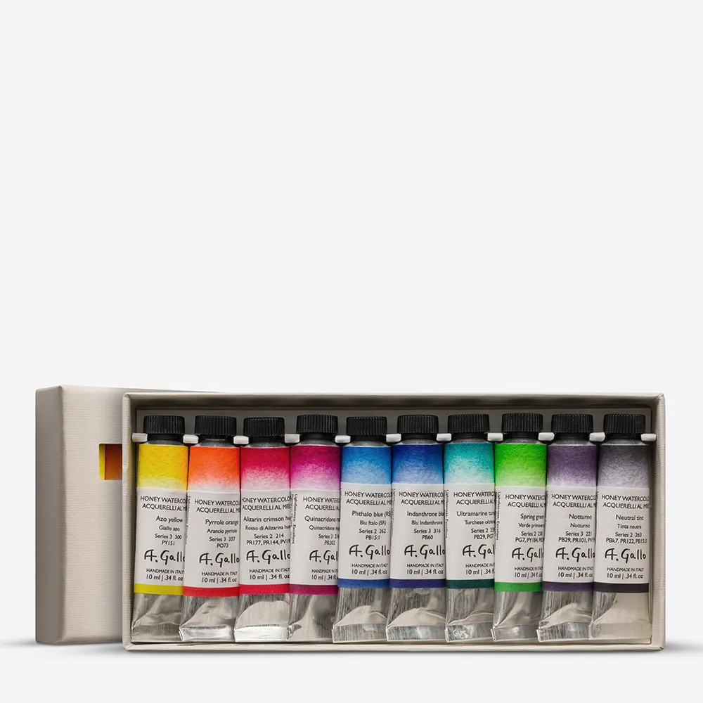 A. Gallo : Handmade Watercolor Paint : 10ml : Signature 10 : Tube Set