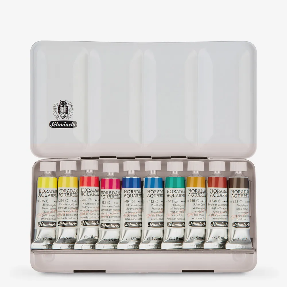 Schmincke : Horadam Watercolor Paint : Metal Set : 10x15ml Tubes