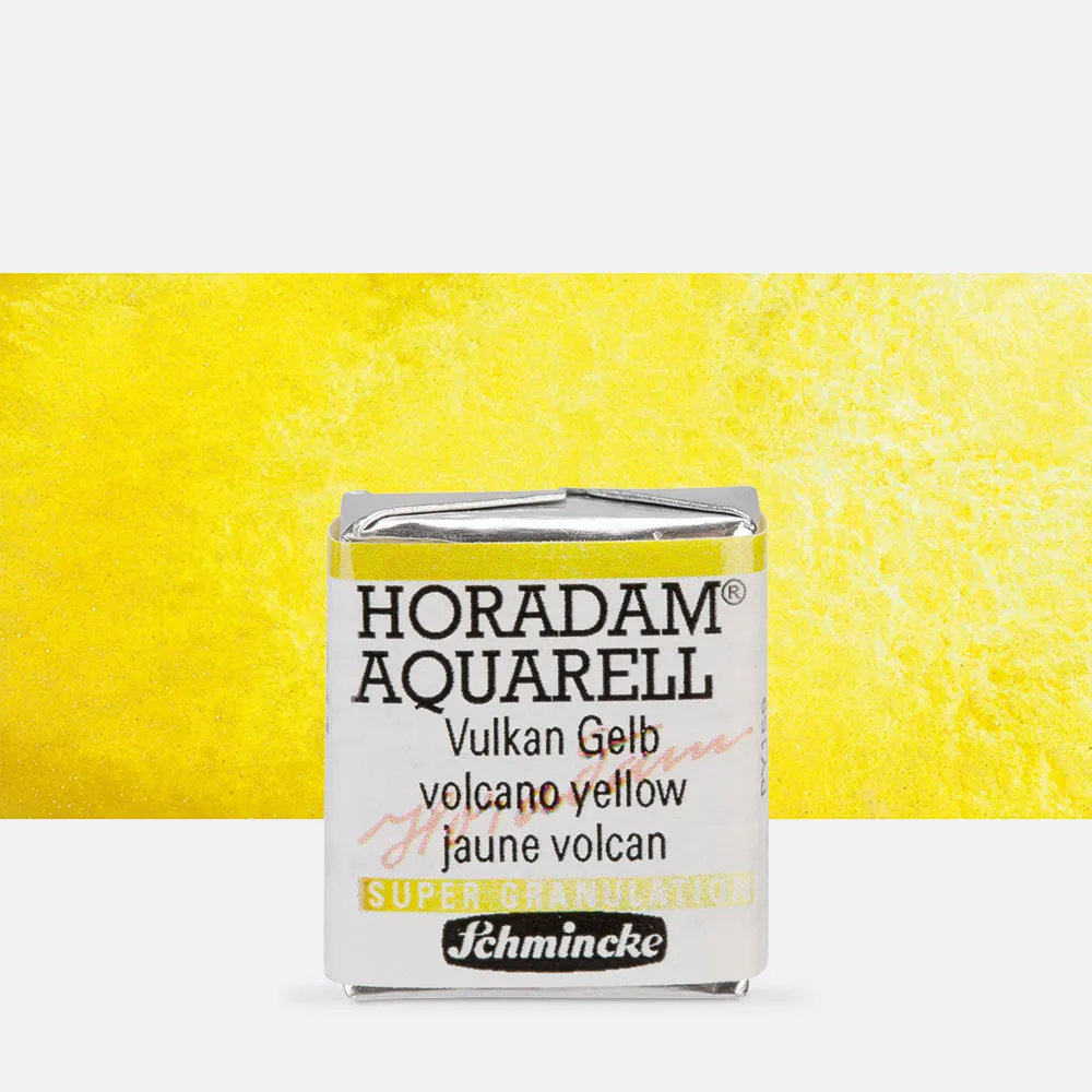Schmincke : Horadam Watercolour Paint : Supergranulation : Half Pan : Volcano Yellow