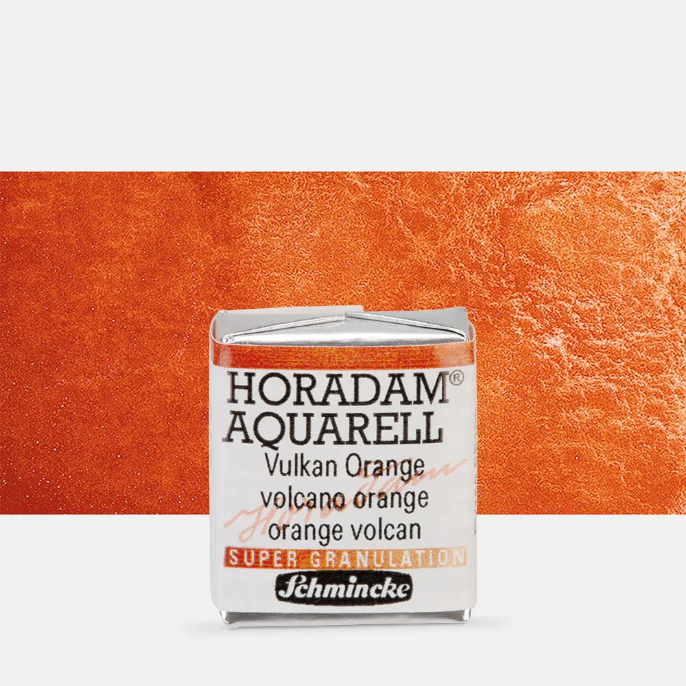 Schmincke : Horadam Watercolour Paint : Supergranulation : Half Pan : Volcano Orange