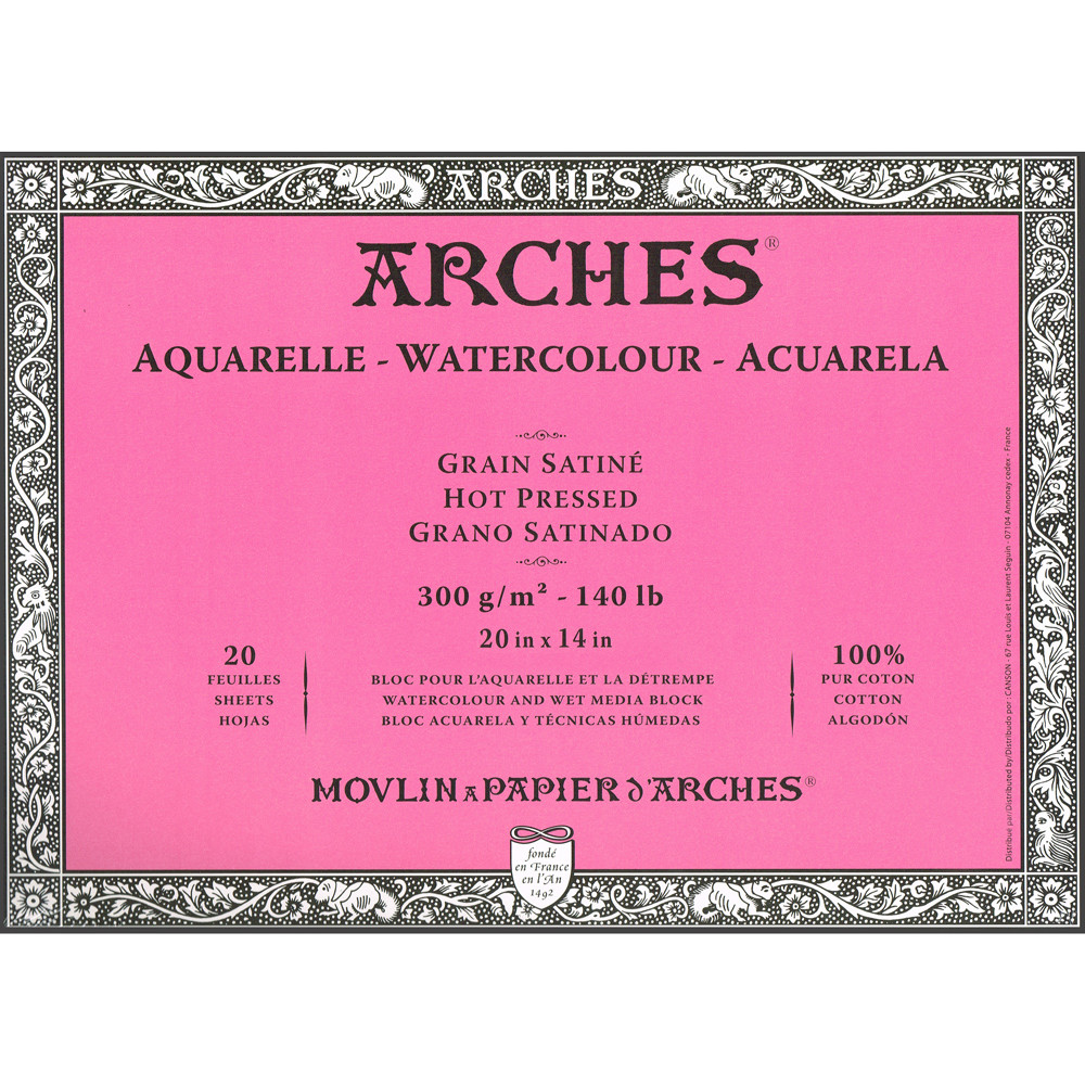 Arches Aquarelle Bloc Enc 14,8 x 21 12 h 100 % épais 300 g Blanc Nat 